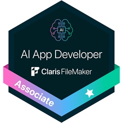 Claris FileMaker AI App Developer Associate Certification logo, 250 pixels x 250 pixels